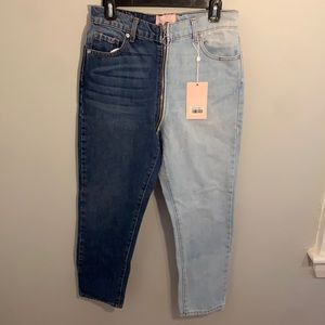 REVICE ying yang crop jeans with zipper entire way around